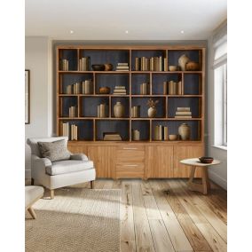 Grand Bibliothèque en bois massif de teck - Uniqka