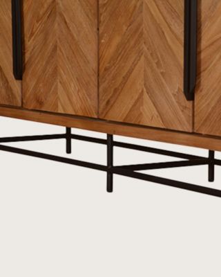 Grand Buffet bas en teck recyclé avec motif chevron et métal 180 cm ...