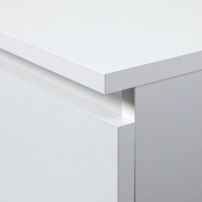 Grand bureau d'angle AKORD droit B20 Blanc 155 cm 1 porte 3 tiroirs façade Blanche 4 étagères 155x85x77 cm