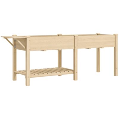 Grand carré potager jardinière sur pied - tablette rabattable, étagère - bois