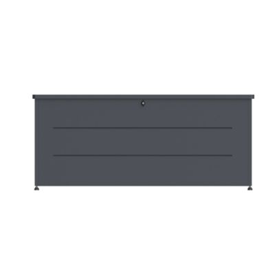 Grand coffre de rangement 800L gris acier galvanisé avec ouverture hydraulique