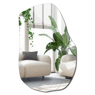 Grand Miroir Mural Asymétrique Wallfluent 100 x 65 cm Miroir Organique Bords Biseautés
