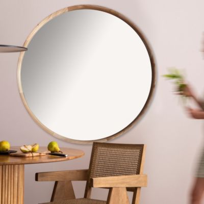 Grand miroir rond effet chêne Ø100cm Ariane