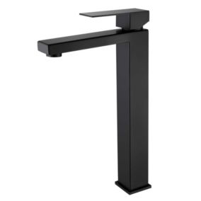 Grand mitigeur, robinet de lavabo pour salle de bain réhaussé carré (Noir) LuxuryBain