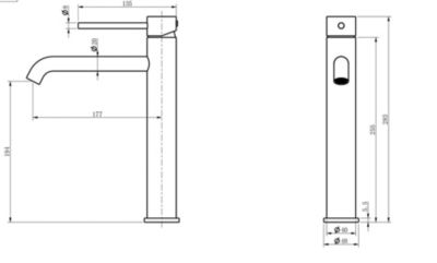 Grand mitigeur, robinet de lavabo pour salle de bain réhaussé rond design et moderne (Gris brossé) LuxuryBain