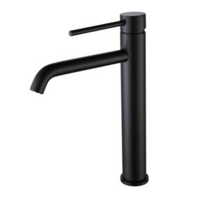 Grand mitigeur, robinet de lavabo pour salle de bain réhaussé rond design et moderne (Noir) LuxuryBain