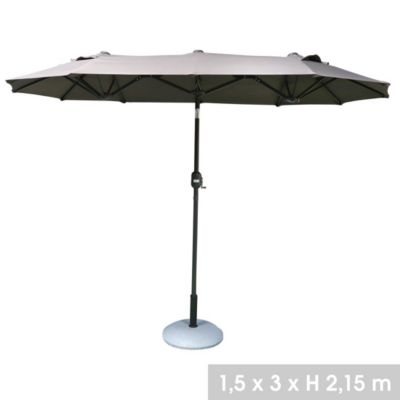 Grand parasol double gris anthracite  Dimensions 150x300 cm