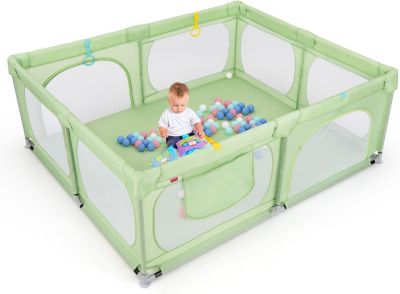 Parc Pour Bébé Grand Format 180x150 Cm Avec Matelas - Maille Transparente, Porte Zippée, Base Antidérapante
