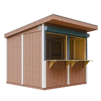 Grand stand marché avec comptoir 5,9 m2 - H240x248x305 cm - Construction de Panneaux LP Smartside M950-REDWOOD RED - Timbela