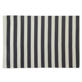 Grand tapis d'extérieur en polypropylène 160 x 230 cm Rayures - Noir