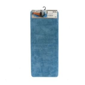 Grand Tapis de salle de bain Double Vasque en microfibre Turquoise 50 x 120 cm