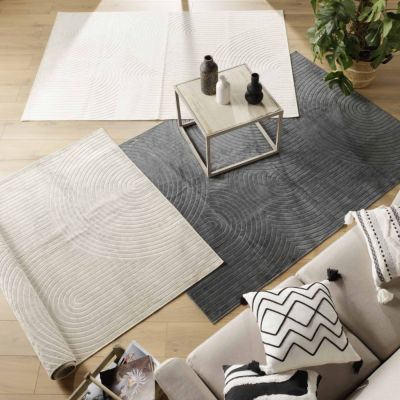 Grand tapis trait en relief (140x200 cm - Naturel)