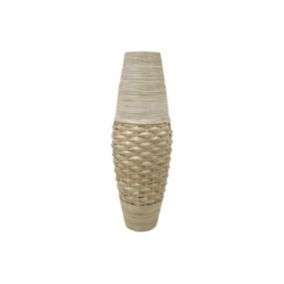 Grand vase en rotin - D.26 x H. 82 cm - Blanc et naturel - YONEL