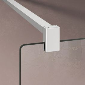 GRAND VERRE Barre de maintien 90 cm recoupable pour porte et paroi de douche en alu blanc mat