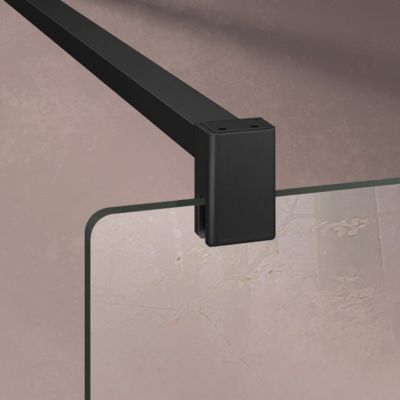 GRAND VERRE Barre de maintien 90 cm recoupable pour porte et paroi de douche en alu noir mat