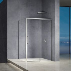 GRAND VERRE Cabine de douche 100x70 avec ouverture coulissante accès de face profilés chromés