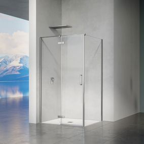 GRAND VERRE Cabine de douche 100x70 avec porte à charnières en verre 8mm profilés chromé aspect inox