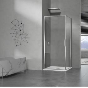 GRAND VERRE Cabine de douche à ouverture intérieure et extérieure 100x100 transparent profilés en aluminium chromé