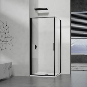 GRAND VERRE Cabine de douche à ouverture intérieure et extérieure 100x100 transparent profilés en aluminium noir mat