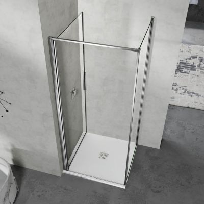 GRAND VERRE Cabine de douche à ouverture intérieure et extérieure 76x76 transparent profilés en aluminium chromé