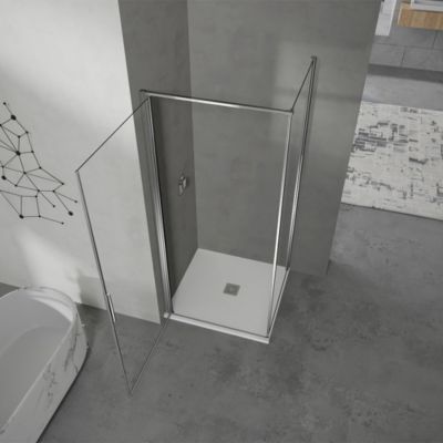 GRAND VERRE Cabine de douche à ouverture intérieure et extérieure 76x76 transparent profilés en aluminium chromé