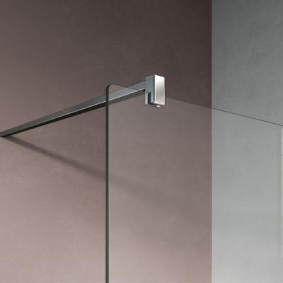 GRAND VERRE Paroi de douche 120x200 avec profilé et barre de maintien chromés avec panneau de verre anticalcaire