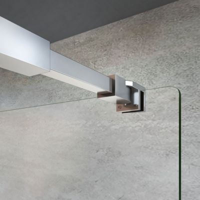 GRAND VERRE Paroi de douche 160x200 avec barre de stabilisation extensible jusqu'à 120 cm et profilé mural chromé