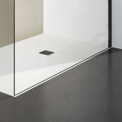 GRAND VERRE Paroi de douche 50x200 avec barre de stabilisation téléscopique et profilé mural noir mat
