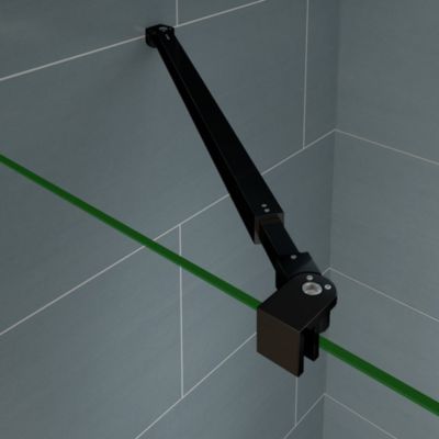 GRAND VERRE Paroi de douche 50x200 avec barre de stabilisation téléscopique et profilé mural noir mat