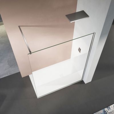 GRAND VERRE Paroi de douche 90x200 avec bande givrée au centre Profilé vertical et barre de stabilisation chromés