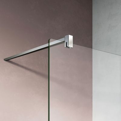 GRAND VERRE Paroi de douche 90x200 avec bande givrée au centre Profilé vertical et barre de stabilisation chromés