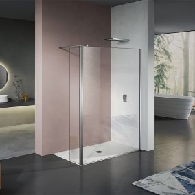 GRAND VERRE paroi de douche avec retour pivotant 100+30 cm hauteur 200 cm avec barre de fixation 90cm en chromé