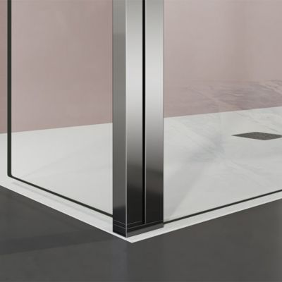 GRAND VERRE paroi de douche avec retour pivotant 60+40 cm hauteur 200 cm avec barre de fixation 90cm en chromé