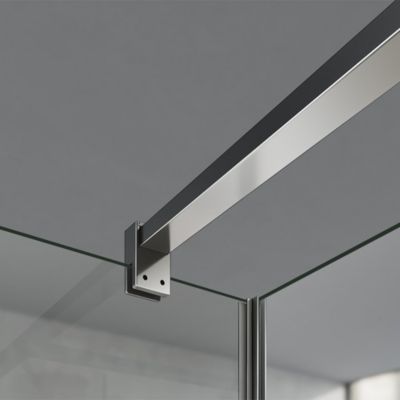 GRAND VERRE paroi de douche avec retour pivotant 90+30 cm hauteur 200 cm avec barre de fixation 90cm en chromé