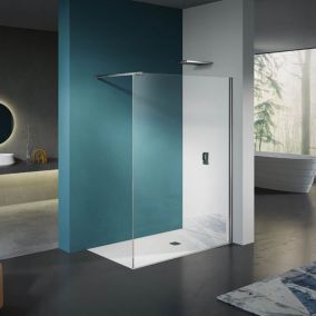 GRAND VERRE Paroi de douche en verre Extra-clair purifié 100x200 avec profilé mural en inox et barre extensible 73-120 cm