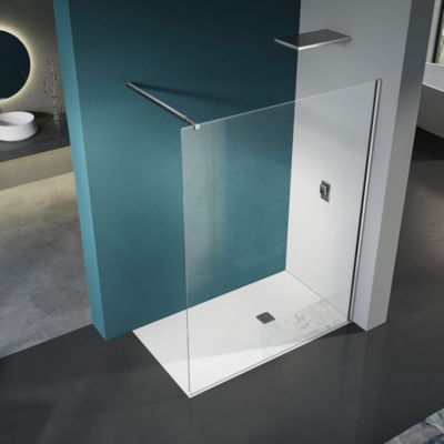 GRAND VERRE Paroi de douche en verre Extra-clair purifié 120x200 avec profilé mural en inox et barre extensible 73-120 cm