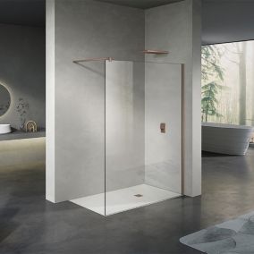 GRAND VERRE Paroi de douche à l'Italienne accessoires Rose Gold et panneau de verre trempé 8 mm transparent 110x200