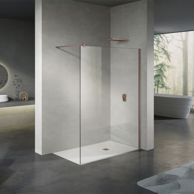 GRAND VERRE Paroi de douche à l'Italienne accessoires Rose Gold et panneau de verre trempé 8 mm transparent 70x200