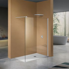 GRAND VERRE Paroi de douche à l'Italienne avec profilé mural et barre de fixation en blanc mat en verre 8mm 110x200