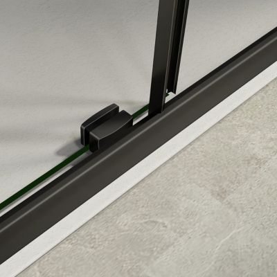 GRAND VERRE Porte de douche 120x185 ouverture coulissante en verre securit 6mm avec cadre noir mat
