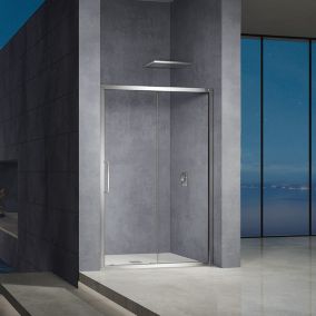 GRAND VERRE Porte de douche 150x185 ouverture coulissante en verre securit 6mm avec cadre chromé