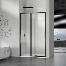 GRAND VERRE Porte de douche à ouverture pivotante intérieure et extérieure 120x190 en alu noir mat