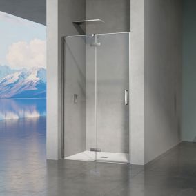 GRAND VERRE Porte de douche pivotante à charnières 100x195cm profilés chromés accès de Porte à droite