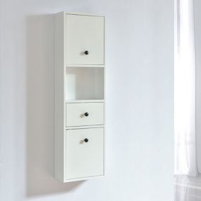 Grande armoire de rangement ARMARIA finition melamine blanc 120 cm