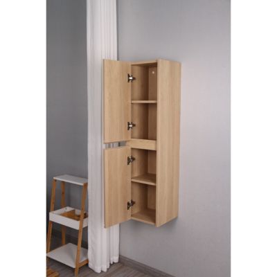 Grande armoire de rangement FORTINA hauteur 120 cm chêne clair