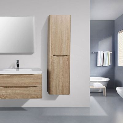 Grande armoire de rangement PIACENZA hauteur 150 cm chêne clair