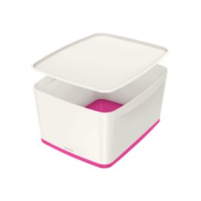 Grande Bac plastique avec couvercle 18 litres My Box - Rose