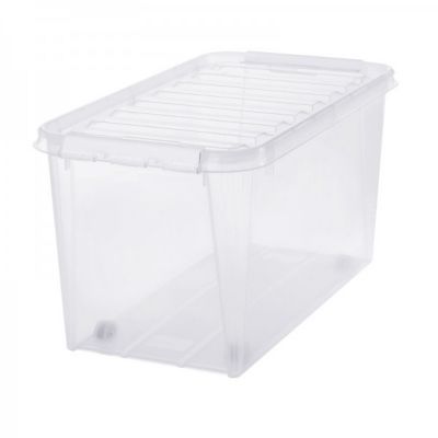 Grande Caisse de rangement à roulettes 70 litres - Clips Blancs