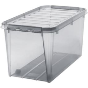 Grande Caisse de rangement transparente à roulettes 70 litres