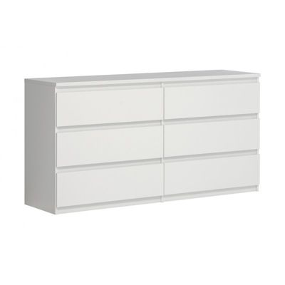 Grande commode 2x3 tiroirs blanc mat - BENNY